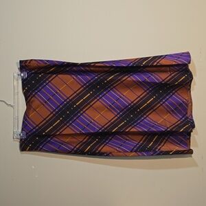 Womens Ann Taylor Purple Orange Black Plaid Stripe Gingham Skirt Size Large